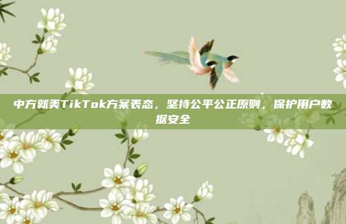 中方就美TikTok方案表态，坚持公平公正原则，保护用户数据安全