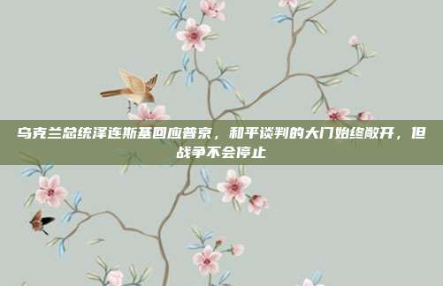 乌克兰总统泽连斯基回应普京，和平谈判的大门始终敞开，但战争不会停止