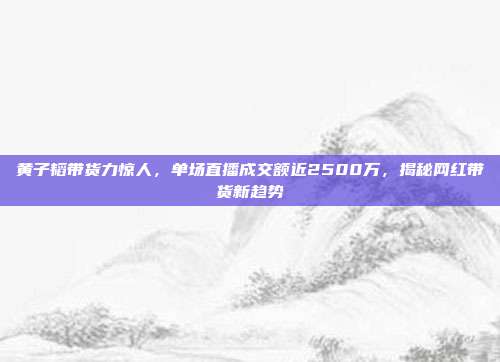 黄子韬带货力惊人，单场直播成交额近2500万，揭秘网红带货新趋势